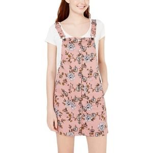 NWOT Blush Pink‎ Floral Print Pinafore Dress Junior Size Large